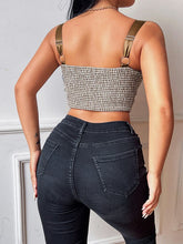 Top corto de cuadros con tirantes de cinta, túnica femenina sin mangas